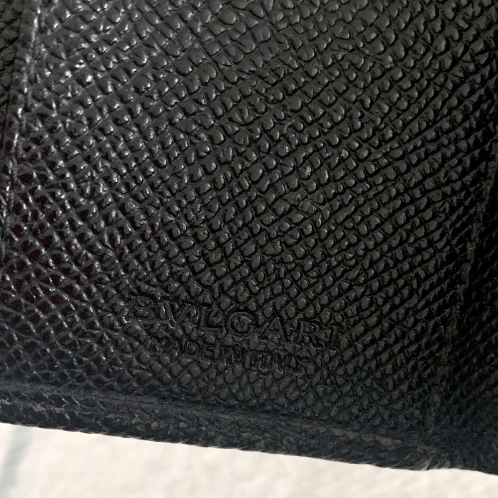 BVLGARI Key Holder Black Textured Leather